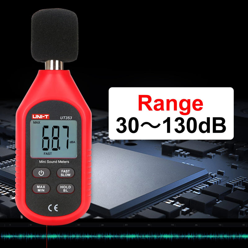 [Australia - AusPower] - UT353 Mini Sound Level Meters, Digital Decibel Meter 30-130dB Audio Noise Volume Measure Device with Backlight LCD Display 