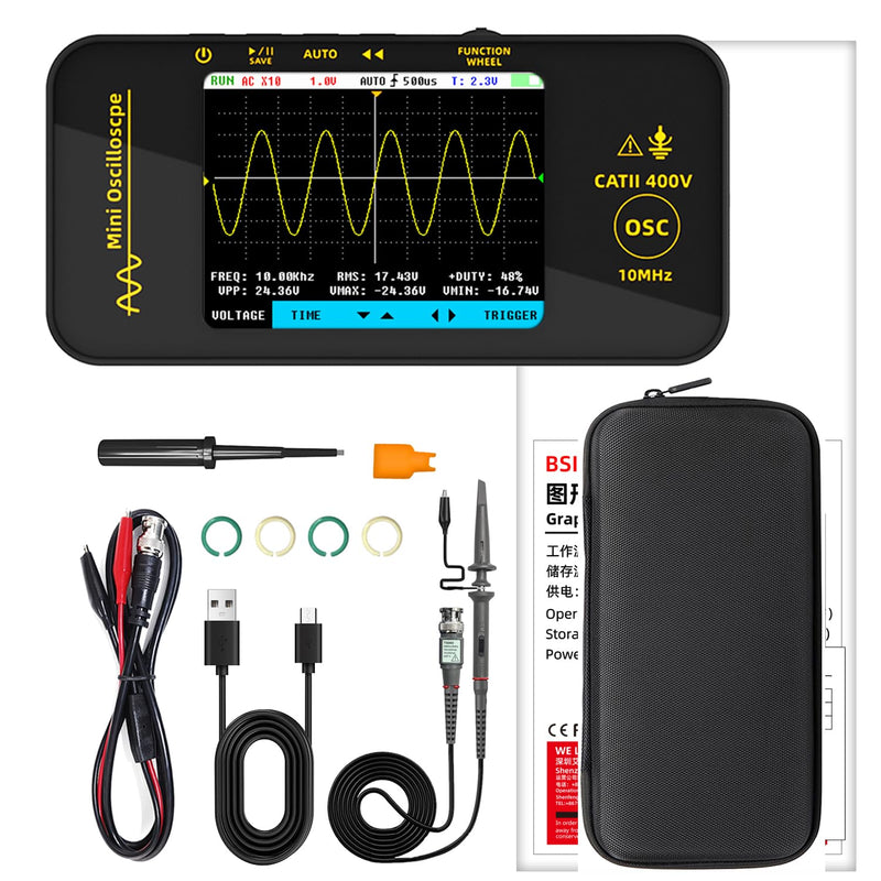 [Australia - AusPower] - BSIDE Handheld Digital Oscilloscope 3.2” TFT LCD Scope Tester, 10MHz Bandwidth with 48MSa/s Sampling Rate, Potable Automotive Oscilloscope with Auto/Nomal/Single Trigger for Audio Amplifier Hobbyist OT3 