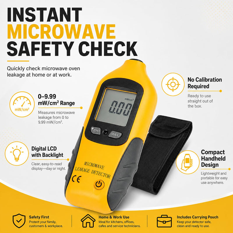 Digital Microwave Meter, HT-M2 Digital LCD Display Microwave Leak Detector High Precision Radiation Meter 0-9.99mW/cm²