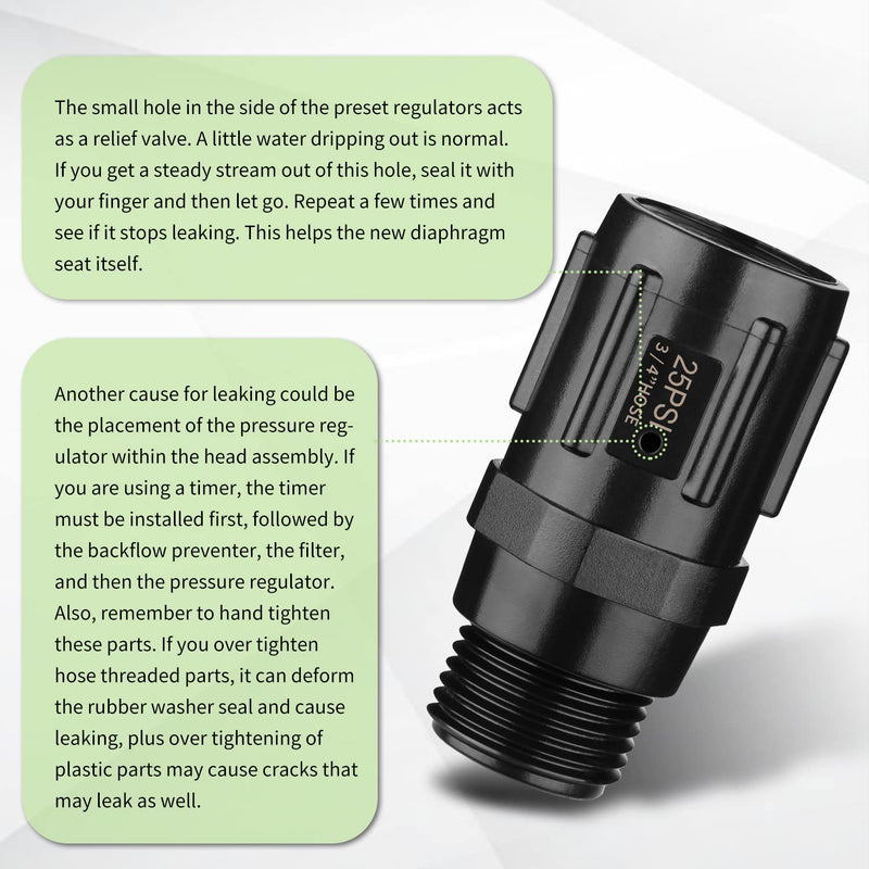 [Australia - AusPower] - Moistenland [2023 Upgraded] Pressure Regulator 25 PSI, 3/4" FHT × 3/4“ MHT, Acrylonitrile Butadiene Styrene, Pressure Reducer Low Flow Valve, Great for Drip Irrigation System (2 Pack) 