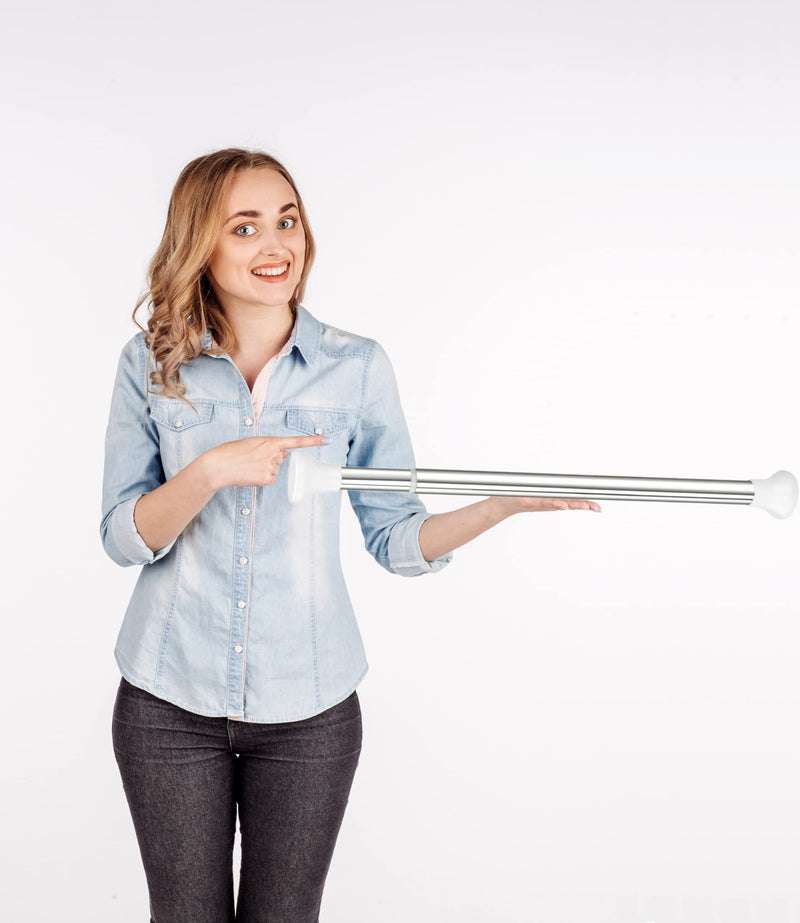 Deluxe Stainless Steel Sliding Door Guard Adjustable 23–40 inches w/White Caps - Feel Safe at Home with This Adjustable Home Security Bar 1" Dia. (2) 2