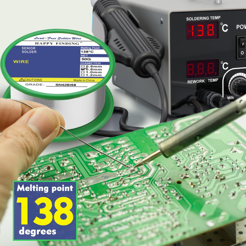 Low Temperature Solder 138°C Lead-Free Solder (Sn42 Bi58 / 0.8mm, 50g) Sn42 Bi58 / 0.8 Mm, 50G