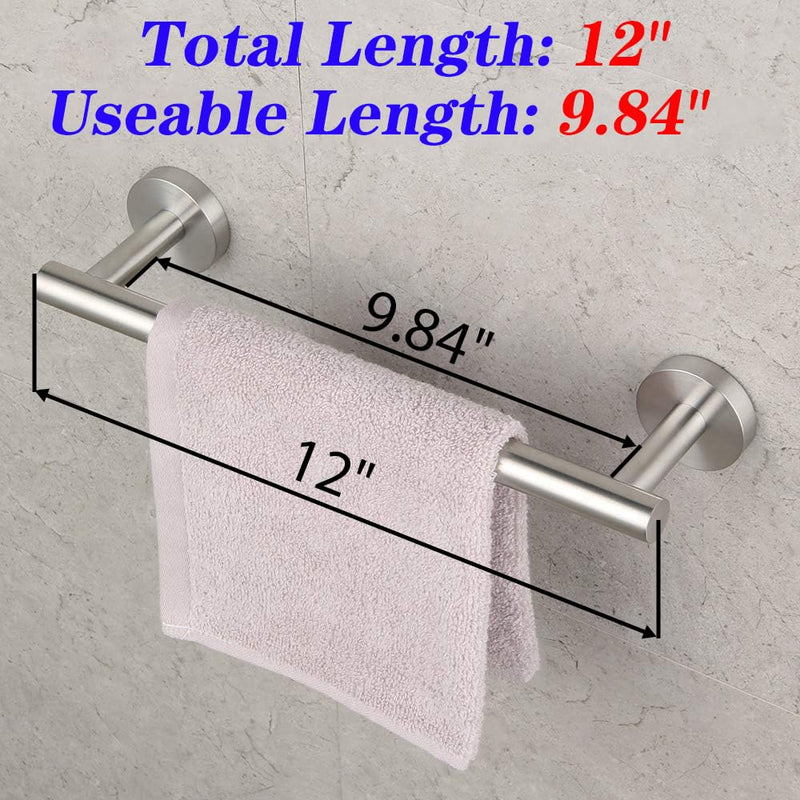 GERZ Contemporary 12-Inch Towel Bar Bath Hand Towel Holder Brushed Stainless Steel Wall Mounted Bathroom Organizer Brushed AG1101C30.5-LS 12 Inch (Pack of 1)