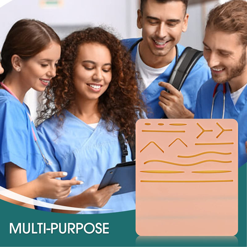[Australia - AusPower] - Suture Practice Pad & Injection IV Training Pad with 14 Pre-Cut Wounds and 2 Veins, 2-in-1 Training pad for IV Injection Training & Suturing Practice for Medical Students and Doctors 