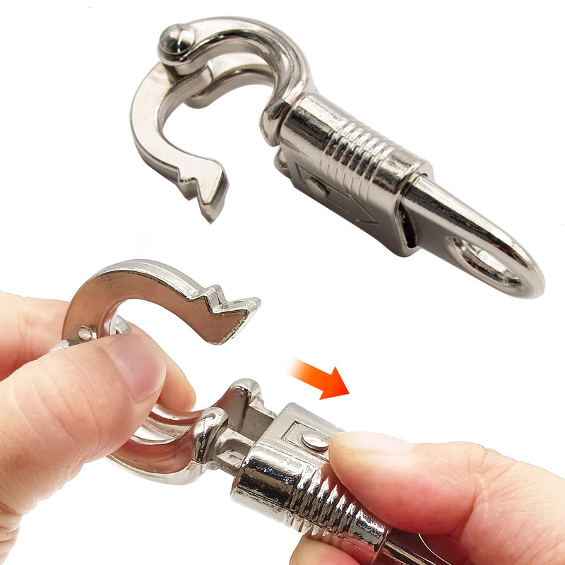 [Australia - AusPower] - 5-Pack Nickel Plated Quick Release Panic Snap with Fixed-Eye, Panic Snap Quick Release Paracord, Get Back Whips Industrial Grade for Get Back Whips 