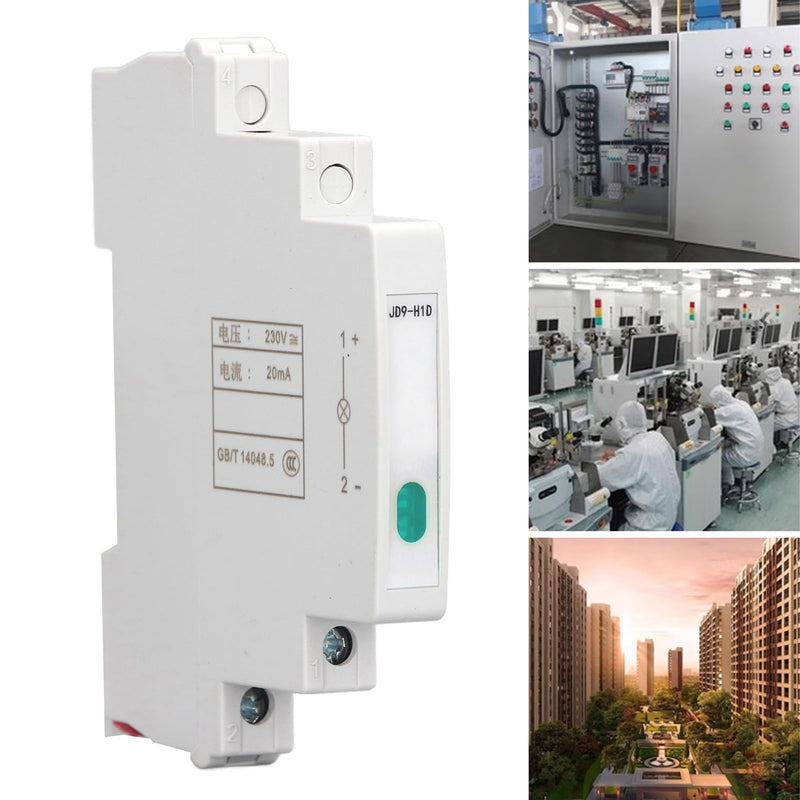 Fafeicy JD9 LED Indicator Light for DIN Rail Mounting, Electrical/Telecom, AC/DC 230 V, Modular Mounting, PC Material, 30,000 Hours Life, Green