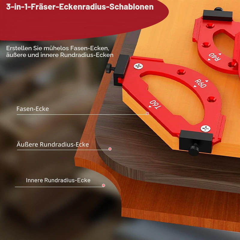 Milling Template Router, 7 Pieces Router Jig Radius Template for Woodworking R10 R15 R20 R25 R30 R35 R40 R50 R60 T10 T20 T30 T35 T40 T50 T60 Aluminum Alloy Corner Radius Template