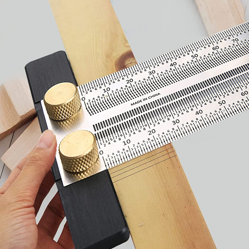 [Australia - AusPower] - Ultra Precise Marking T-Rule Stainless Steel Marking Ruler, T Square Hole Ruler, Stainless Steel Woodworking Scribing Ruler, Positioning, Scribbling Measuring Device for Carpenter, Engineer (400 mm) 400mm 