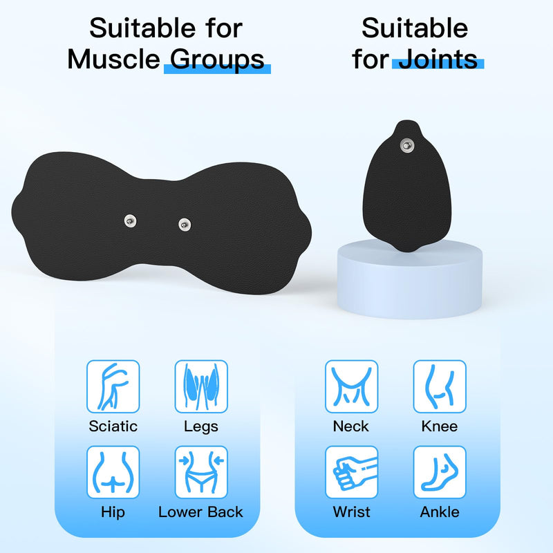 [Australia - AusPower] - Wireless TENS & EMS Unit Back Pain Relief Massager - APP Controlled Bluetooth EMS Muscle Stimulator Machine for Back Shoulder Leg Neck Pain Relief (Black) Black 