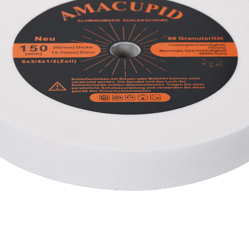 Sanding Discs for Table Stand Grinding Machines.White Aluminum Oxide Abrasive.For Grinding Hardened and High Carbon Steel.150mm Diameter.12.7mm Bore