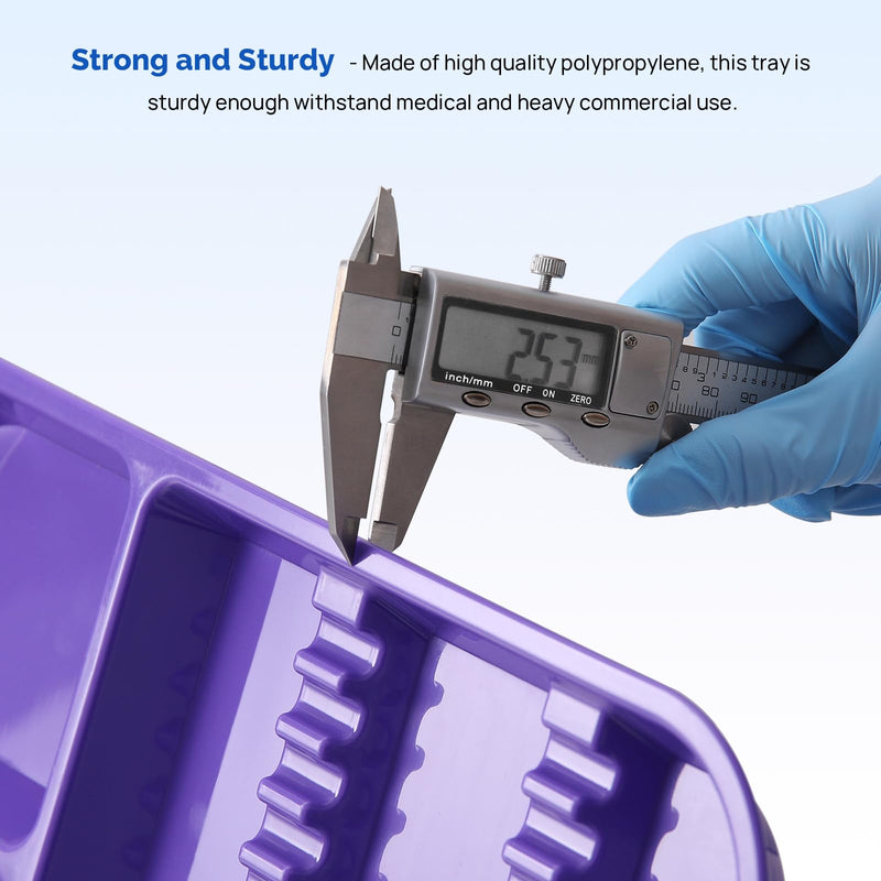 [Australia - AusPower] - JMU Dental Instrument Divided Tray, Autoclavable Plastic Separate Setup Dental Trays Size B 13.25" x 9.75", Purple 1 