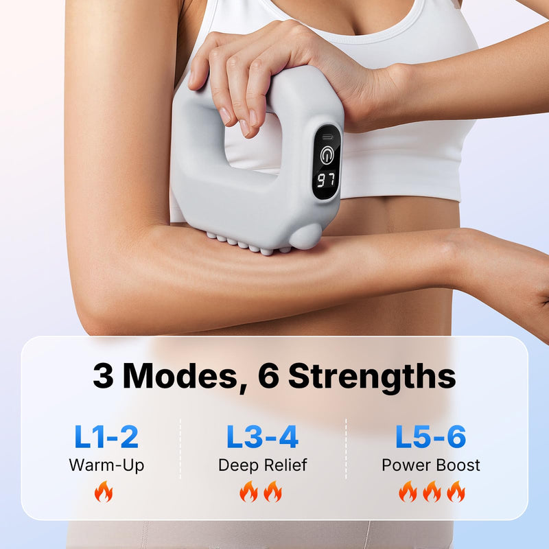 [Australia - AusPower] - MERACH Vibration Plate for Lymphatic Drainage, 6-Level Portable Cordless Vibration, Multifunctional Full-Body Fascia Ring, Deep Tissue Percussive Massager for Weight Loss, Gift for Women Grey 