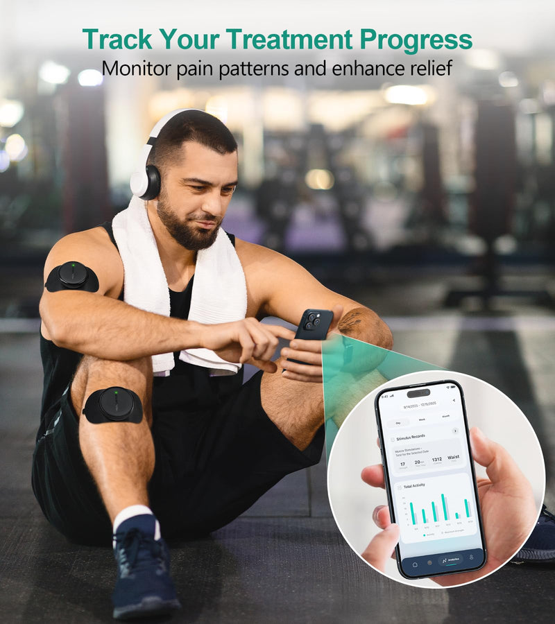 [Australia - AusPower] - Medcursor TENS Unit Muscle Stimulator - Wireless 3-in-1 Dual-Channel EMS Machine with App Control & Session Memory, 25 Intensity Levels, 8 Target Areas, Storage Pouch, Designed for Back Pain Relief Black 