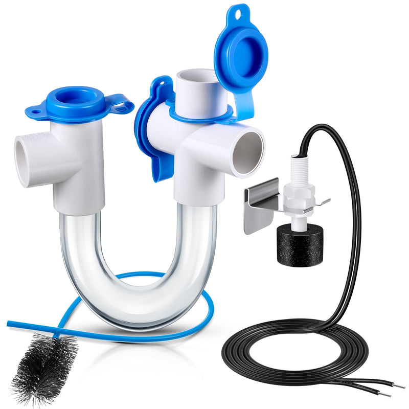 [Australia - AusPower] - 3/4 Inch Standard Condensate Trap with Cleaning Brush and SS3 Condensate Overflow Float Switch Combo Kit for HVAC Systems, Air Conditioner 