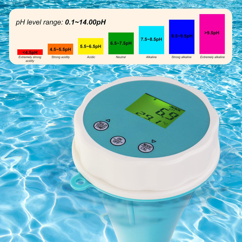 [Australia - AusPower] - Bluetooth Swimming Pool Water Tester 6-in-1 EC/Salinity/pH/ORP/Temperature/Chlorine Meter, Wireless Floating Smart Pool Monitor Water Tester for Pools, Hot Tubs, & Swim Spas 