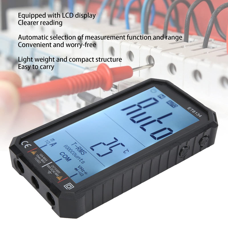 [Australia - AusPower] - ET8134 Digital Multimeter Multi Function Voltage Current Meter LCD Display Automatic Multimeter with Alarm Function 10A 600V 