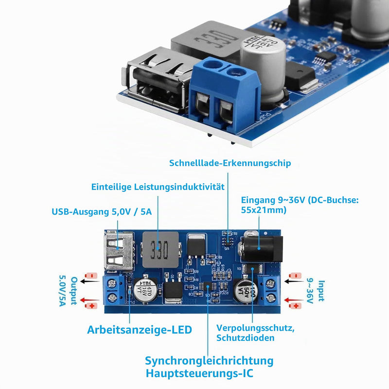 4pcs 24V/12V to 5V 5A Step Down Converter DC Buck Converter Module | Power supply, voltage regulator adjustable buck converter, stabilised power supply for electronics projects