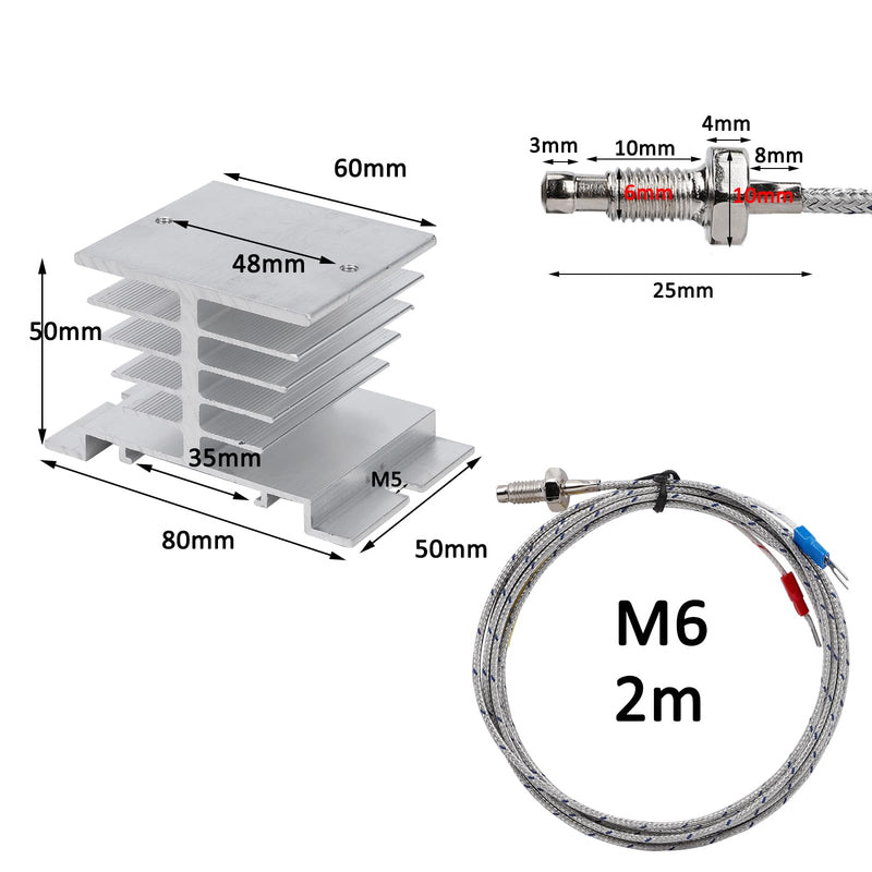 [Australia - AusPower] - PID Temperature Controller Kit, AC 100 to 240V, Comes with SSR 25DA Solid State Relay, K Type Screw Thermocouple, and Heat Sink 