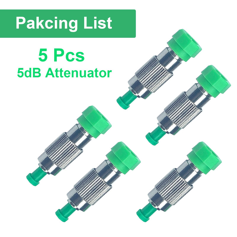 [Australia - AusPower] - 5Pcs 5dB FC-APC Fiber Optic attenuator, Fiber Signal Attenuation Converter, FC Ferrule Inserts Connector 
