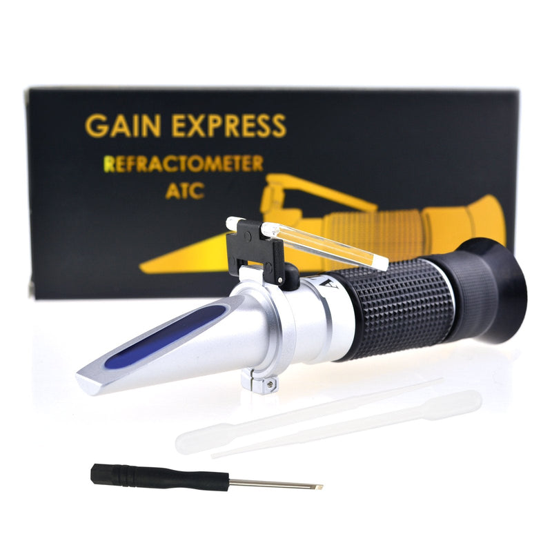 [Australia - AusPower] - 5-in-1 Automotive Battery Antifreeze Refractometer ATC for Specific Gravity, Ethylene Propylene Glycol System & Windshield Screenwash Fluid, Freezing Point Measurement Tester Meter Coolant Condition 