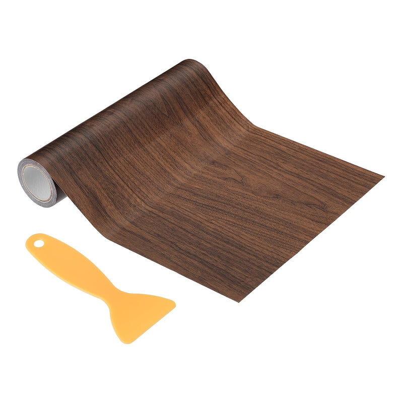 PATIKIL Wood Grain Repair Tape 8" X30', Self Adhesive Realistic Textured Repair Tape Patch with Scraper for Floor Door Table Cabinets Desk, Dark Brown Oak 8 IN X 30 FT