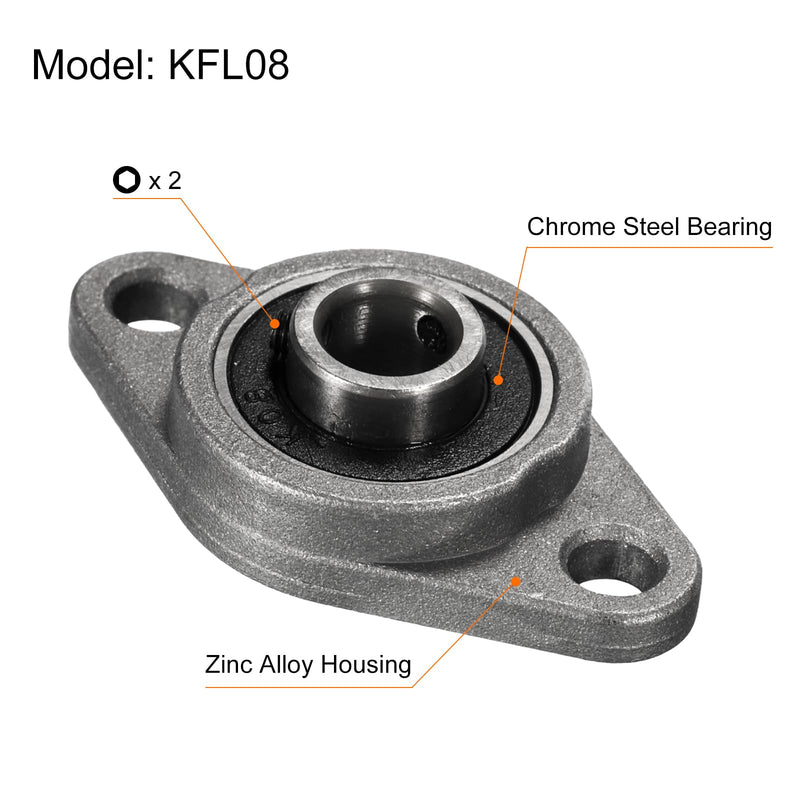 [Australia - AusPower] - uxcell 4pcs KFL08 Flanged Pillow Block Bearings 8mm Bore, Zinc Alloy Self Aligning Flange Mounted Bearings 