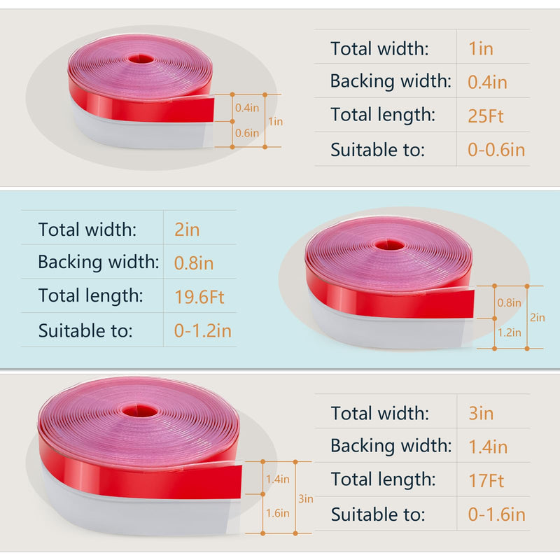 【2026 New Upgrade】 Wide Silicone Weather Stripping Door Seal with Strong Adhesive 3" x 17 ft, Draft Stopper Tape for Door Frame, Side and Bottom Gaps Strip for Glass Shower, Transparent 17FT(3" W x 0.04" T)
