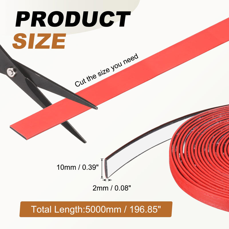 PATIKIL Smoke Fire Seal Strip, 16.4 Feet Expandable Door Seal Tape Self Adhesive Graphite Rubber Composite Material for Fire Rated Windows Steel Doors, 0.39" W x 0.08" T, Red 10mmW x 2mmT