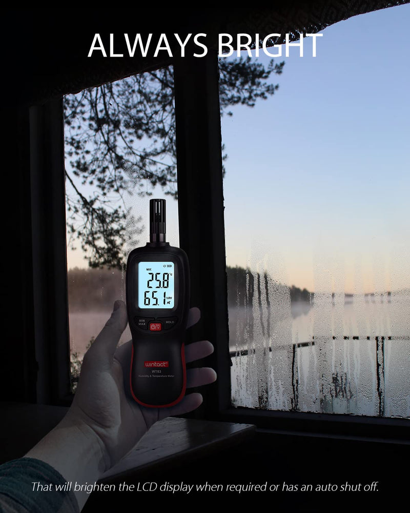 [Australia - AusPower] - Wintact Digital Temperature and Humidity Meter, Thermometer Hygrometer Monitor with Dew Point and Wet Bulb Temperature, Backlight, Max/Min Value, Data Hold, Store 1000 Group of Data for Indoor Outdoor 