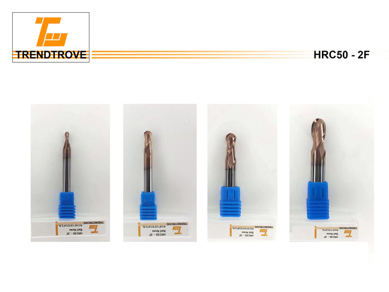 [Australia - AusPower] - Ball Nose Carbide End Mill, 2 Flute, HRC50, TiSiN Coated, CNC Router Bits for Hardened Steel, Stainless Steel, Alloy Steel, Aluminum, Metal - (1/8" 1/4" 3/8" 1/2") Diameter (3/8" Diameter) 3/8" Diameter 