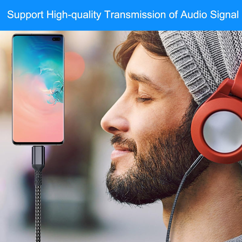 [Australia - AusPower] - USB C aux Cord for Samsung s21 Audio Jack usbc to aux Cord Headphone Adapter for Google Pixel 3/4/4 XL, Moto Z, Samsung Galaxy S20 ultra/S20+/S20/S10+/S9+/Note 10+/10 -1m… White 
