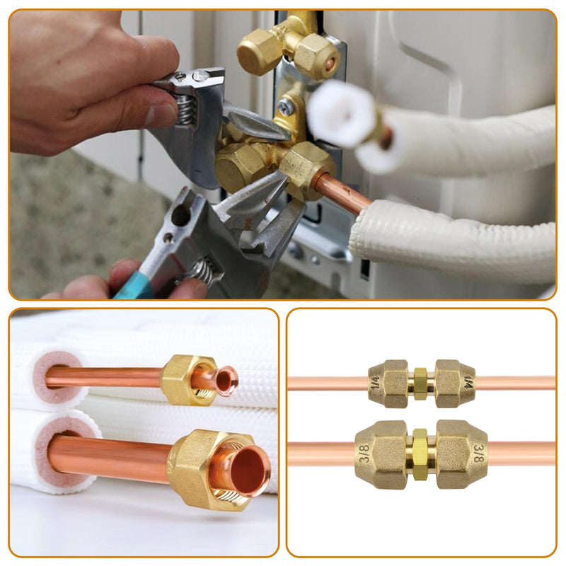 [Australia - AusPower] - Premium Brass Flare Nut Set - SAE 45° Flare Tube Fittings for Air Conditioning & Copper Pipe Extension Butt (5/8", 5 Pack) 5/8in 