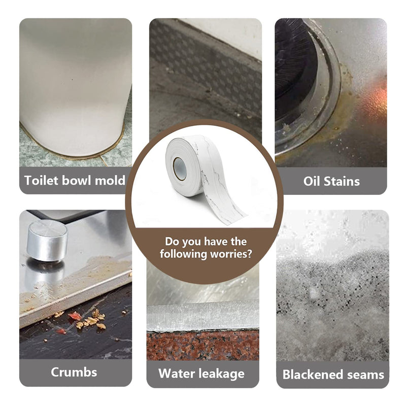 [Australia - AusPower] - Caulk Tape Strip, 1.5" x 10.5Ft Self Adhesive Bath & Kitchen Sealant Strip, PVC Waterproof Sealing Tape for Bathtub Toilet Bathroom Shower Kitchen Sink Cracks 