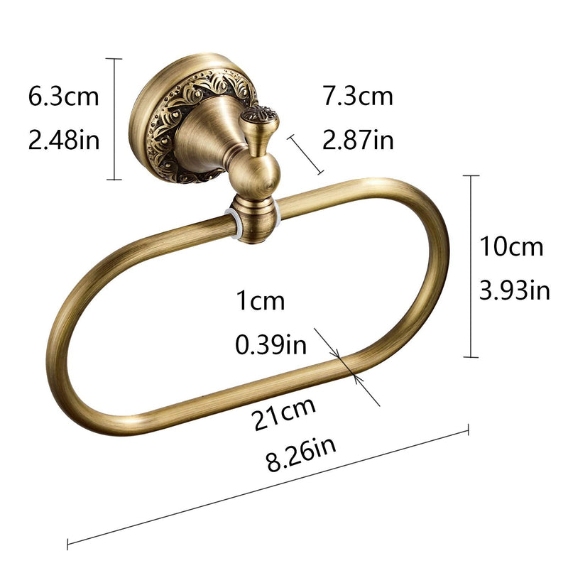 Aothpher Brass Towel Ring Oval Contemporary Bathroom Hand Towel Holder Wall Mounted,Antique Brass Finish | Antique Brushed Brass Finish,Screw-mounted,For Bathroom or Kitchen Antique Brass