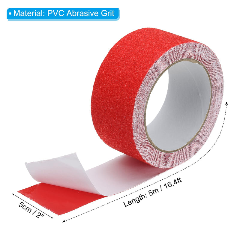PATIKIL 2 Inch x 16 Ft Anti Slip Traction Tape, Non-Slip Grip Tape Non Skid Tread Safety Tape for Stairs Steps Scooter Deck, Red