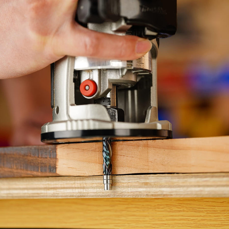 [Australia - AusPower] - SpeTool Compression (up&down) Spiral Flush Trim Router Bit Solid Carbide 1-1/8 Inch Cutting Length 1/4 Inchs Shank with Bottom Bearing Pattern Router Bit for Woodwoking 