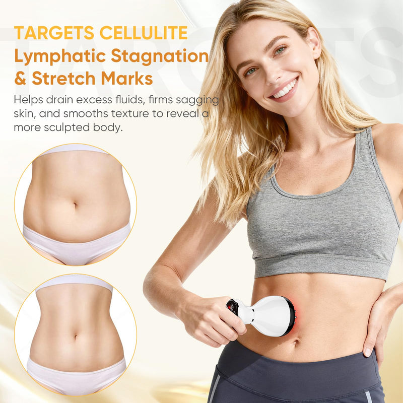 Lymphatic Drainage Massager - Anti Cellulite Massage Tool & Body Sculpting Machine with 30-Level Microcurrent, Light Heat & Vibration for Legs Arms & Belly Body Helps Reduce Stretch Marks & Cellulite