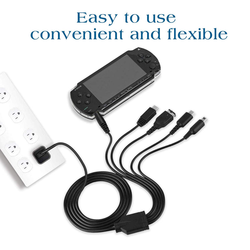 [Australia - AusPower] - Xahpower 5 in 1 USB Charger Cable for Nintendo DS Lite/Wii U/New 3DS XL,3DS XL,2DS,Dsi XL,NDS/GBA SP(Gameboy Advance sp),PSP 1000 2000 3000 