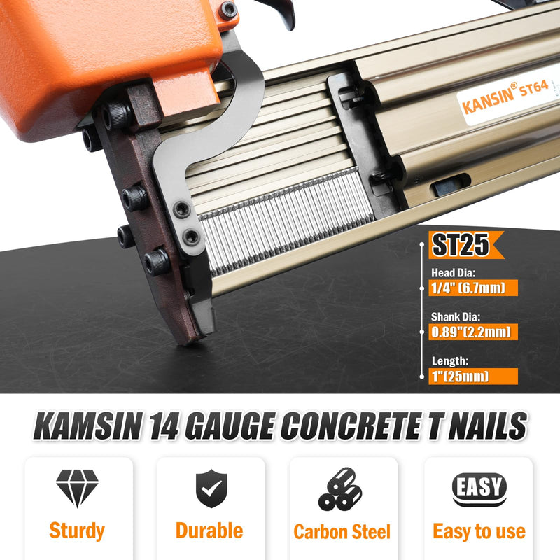 [Australia - AusPower] - ST25 14 Gauge Concrete T Nails, 1'' (25MM) Length Collated Concrete T Nails, Galvanzied, 800 PCS/BOX, Fasteners for Pneumatic Concrete T Nailer, Air T Nail Gun ST25 