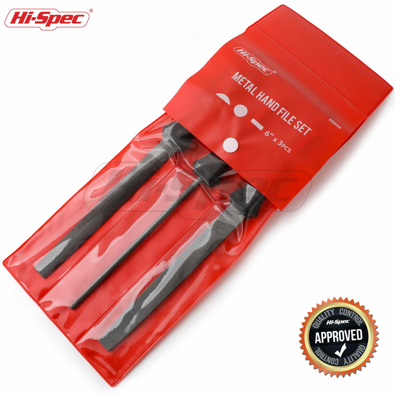 [Australia - AusPower] - Hi-Spec 3pc Metal Hand File Tool Set Kit. Large Steel Files. Flat, Round & Half-Round for Crafts, Metal & Wood Work 3 pieces 