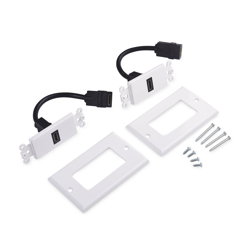 [Australia - AusPower] - Cable Matters 2-Pack 1-Port HDMI Wall Plate in White (4K UHD, ARC, and Ethernet Pass-Thru Support) 