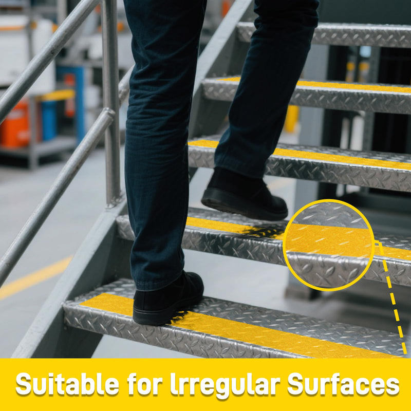 LifeGrip Anti-Slip Tape, Aluminum-Backed Grip Tape, Heavy Duty Safety Non-Slip Tape for Irregular or Textured Stair Step Tread Outdoor, Waterproof Non Skid Roll, 1" X 60' Yellow, Easy to Install 1" X 60'