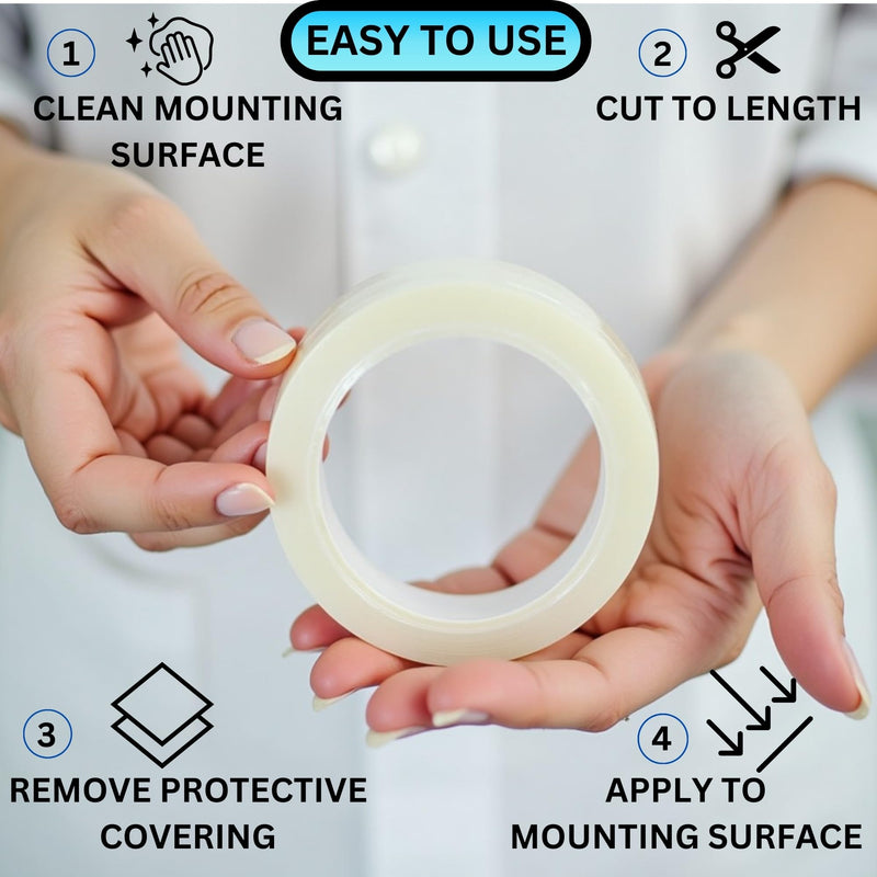 Double Sided Mounting Tape Heavy Duty Nano Two Sided Adhesive Strip Strong Magic Picture Poster Wall Hanging Decor Office Classroom Bubble Kit Transparent Removable Sticky Clear Stick Carpet 20 Feet 2