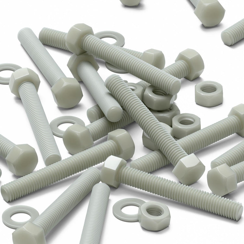 [Australia - AusPower] - 10 x Glass Filled Reinforced, Super Nylon Hex Head, M10 x 70mm, Machine Screws, Plastic Nuts and Bolts, Washers, (25/64 x 2 3/4 in) 