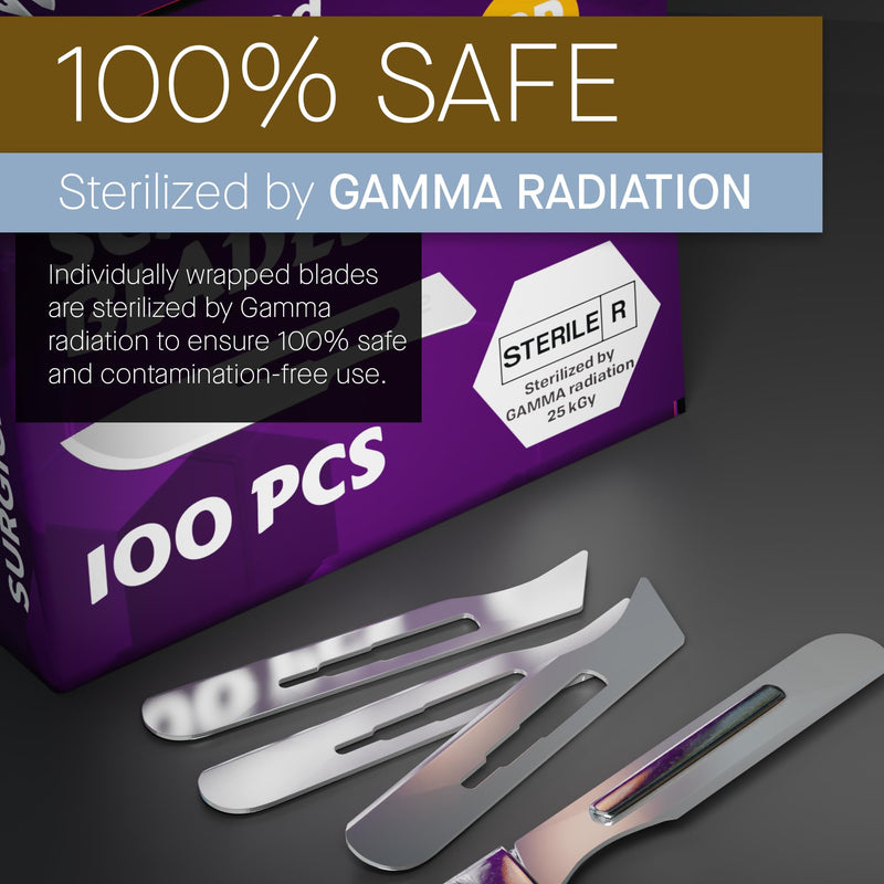 [Australia - AusPower] - 10r Blades Dermaplaning 0.7mm Extra Wide Pack of 100 Surgical Blades 10r, Size 10r Scalpel Blades, High Carbon Steel Dermablade Dermaplane Blades 10r Individually Wrapped Disposable 10r Blade Sterile 
