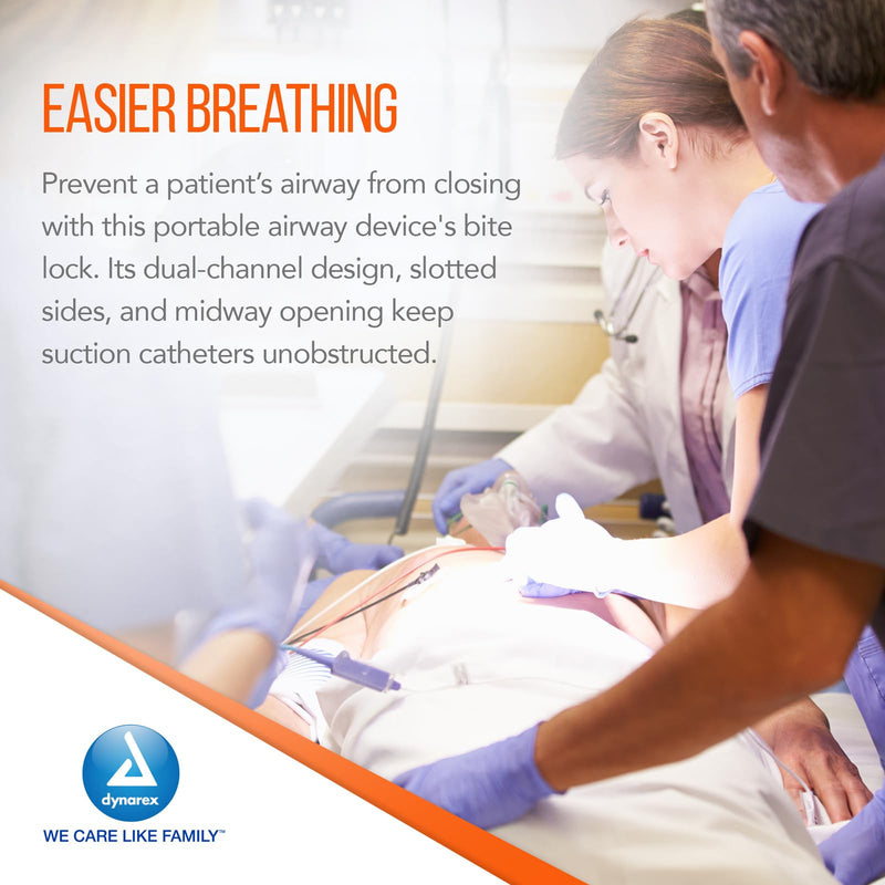 [Australia - AusPower] - Dynarex Berman Oral Airway Assist Device - Disposable Airway Adjuncts - Slotted Sides, Midway Opening, Color-Coded Bite Lock - 110mm Adult, 100-Count 