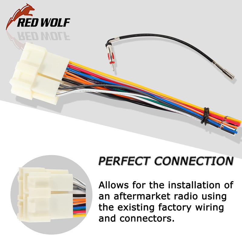 [Australia - AusPower] - RED WOLF Radio Wiring Harness with Antenna Adapter Plug for 1989-2002 Chevy GMC Buick Cadillac Aftermarket Stereo Install Connector Kit Radio harness+ GM10 antenna adapter 