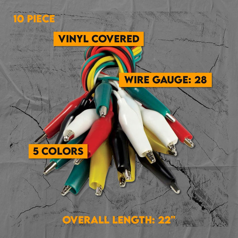 [Australia - AusPower] - SE 10-Piece Test Lead Set with Alligator Clips – 22" 28-Gauge Copper Wire, Vinyl-Covered Clips – TL10 