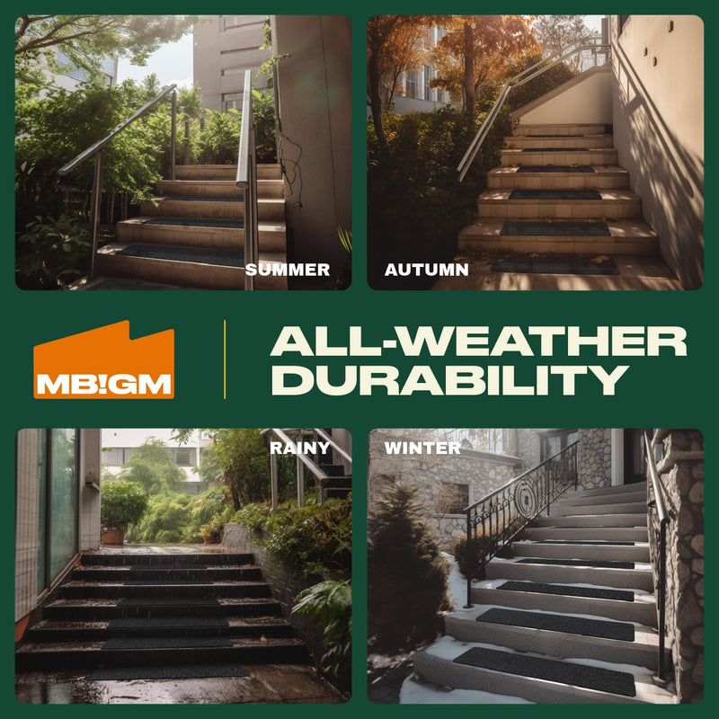 MBIGM 8-Pack Non-Slip Outdoor Stair Treads - Anti Slip 8" X 30" Grip Tape Adhesive Strips - Heavy Duty Traction for Steps, Staircase, Deck Black 8" x 30"
