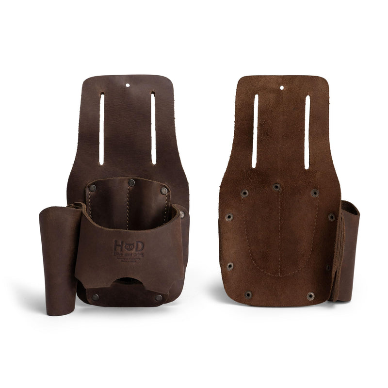 Hide & Drink, Tape & Knife Holder, Marking and Measuring Pouch, Tool Case, Screwdriver Holster, Pocket Belt Pouch, Full Grain Leather, Handmade Bourbon Brown